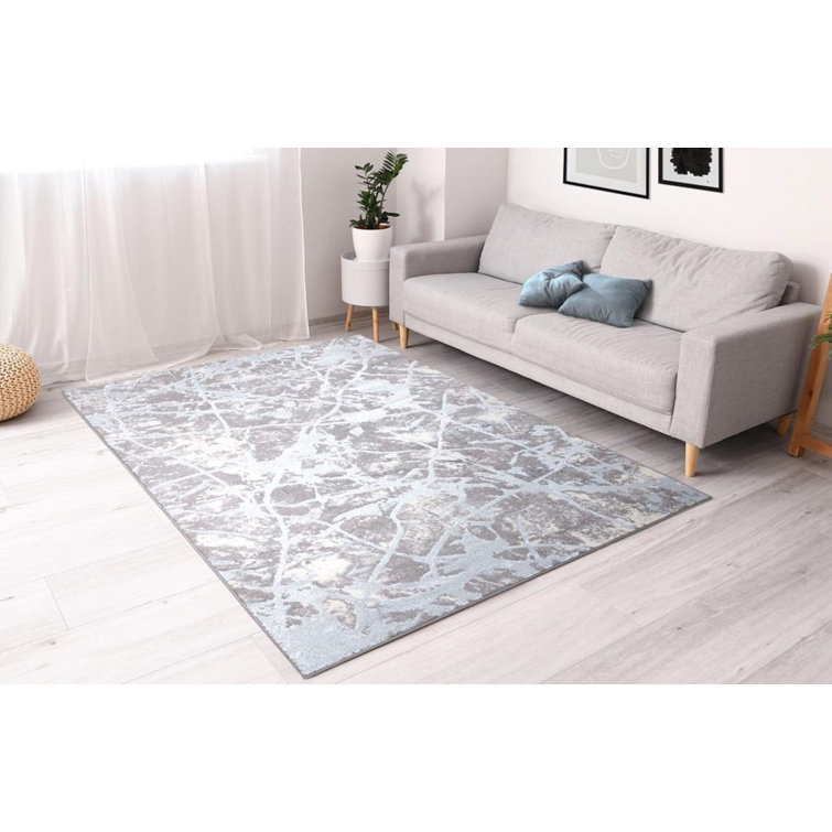 Borough Wharf Stidams Thick Soft Living Room Bedroom Grey/Light Blue